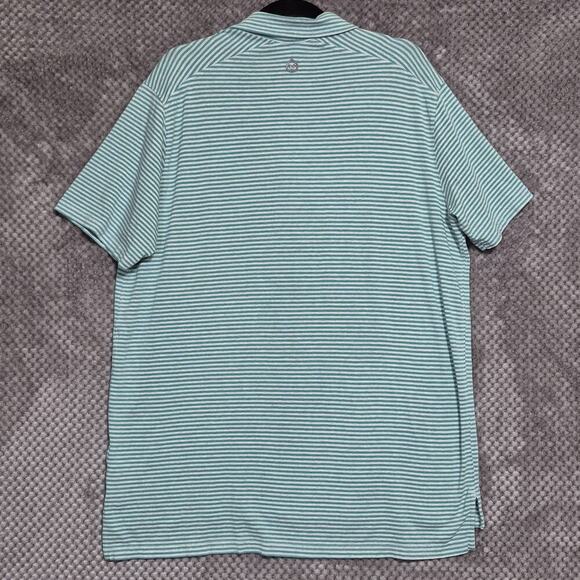 Tasc Performance Polo Shirt Mens XL Green Gray Striped Organic Cotton Preppy - Picture 3 of 9